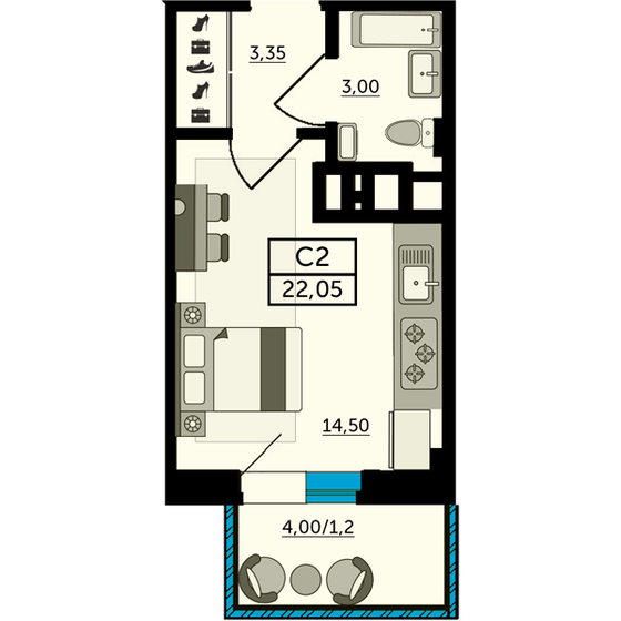 22,8 м², квартира-студия 3 534 000 ₽ - изображение 12