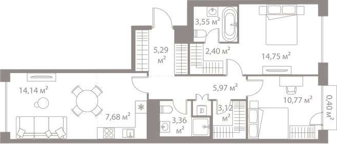 67,7 м², 3-комнатная квартира 28 000 000 ₽ - изображение 60