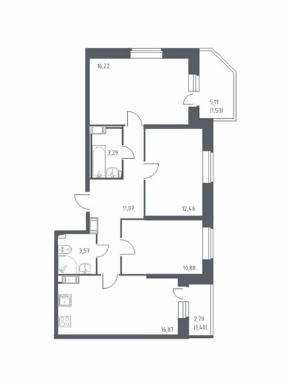 76 м², 3-комнатная квартира 16 712 000 ₽ - изображение 1