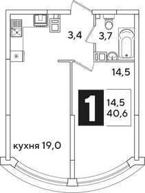 Квартира 40,6 м², 1-комнатная - изображение 2