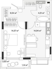 Квартира 44,7 м², 1-комнатная - изображение 1