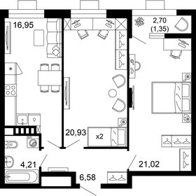 Квартира 71 м², 2-комнатная - изображение 1