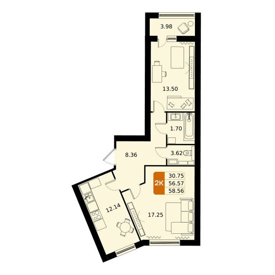 58,6 м², 2-комнатная квартира 9 000 672 ₽ - изображение 29