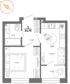 34,9 м², 1-комнатная квартира 4 204 665 ₽ - изображение 14