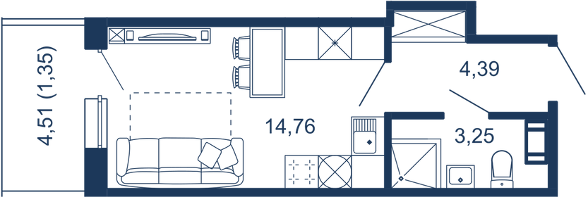 23 м², апартаменты-студия 7 399 000 ₽ - изображение 13