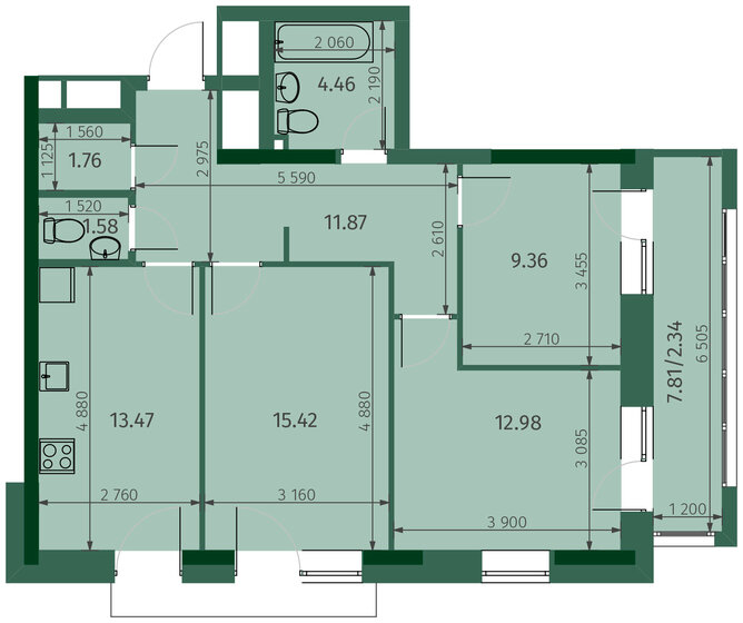 73,2 м², 3-комнатная квартира 15 791 410 ₽ - изображение 31