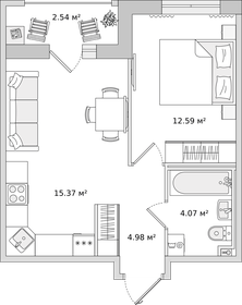 Квартира 39,7 м², 1-комнатная - изображение 1