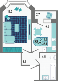 37 м², 1-комнатная квартира 3 300 000 ₽ - изображение 41