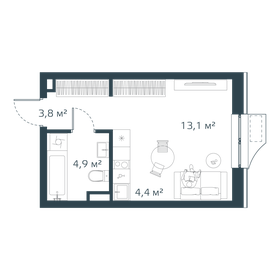 Квартира 26,6 м², 1-комнатная - изображение 1