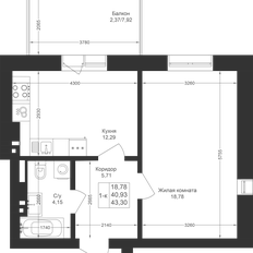Квартира 43,3 м², 1-комнатная - изображение 2