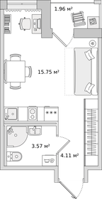 Квартира 25,4 м², студия - изображение 1