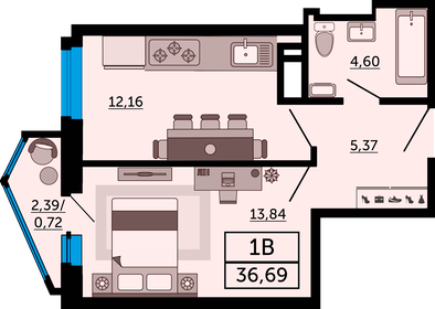 38 м², 1-комнатная квартира 4 200 000 ₽ - изображение 63