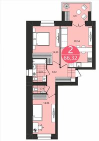 Квартира 66,3 м², 2-комнатная - изображение 1