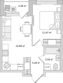 Квартира 34,7 м², 1-комнатная - изображение 1