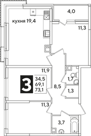 72,9 м², 3-комнатная квартира 13 194 900 ₽ - изображение 18