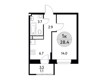 Квартира 28,4 м², 1-комнатная - изображение 1