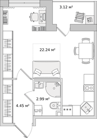 32,8 м², квартира-студия 7 501 175 ₽ - изображение 27