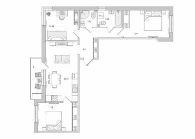 Квартира 77 м², 3-комнатная - изображение 1