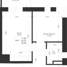 Квартира 43,9 м², 1-комнатная - изображение 2