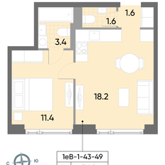 Квартира 36,2 м², 1-комнатная - изображение 2