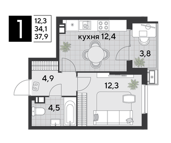 34,9 м², 1-комнатная квартира 5 300 000 ₽ - изображение 52