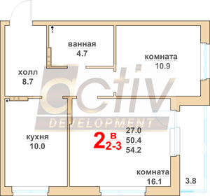 54 м², 2-комнатная квартира 5 600 000 ₽ - изображение 99