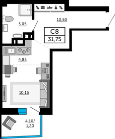 Квартира 31,4 м², студия - изображение 1