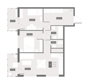 60 м², 2-комнатная квартира 8 231 655 ₽ - изображение 22