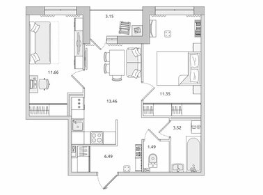 Квартира 51 м², 2-комнатная - изображение 1