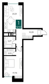 Квартира 56,8 м², 1-комнатная - изображение 1