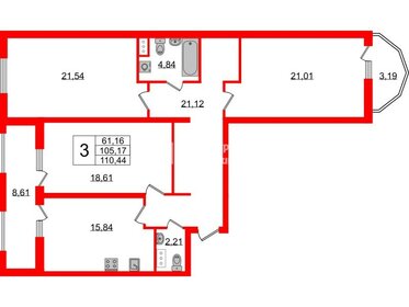 Квартира 105,2 м², 3-комнатные - изображение 1