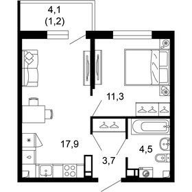 Квартира 38,6 м², 1-комнатная - изображение 1