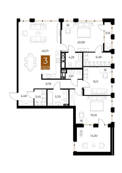 148,3 м², 3-комнатная квартира 37 072 500 ₽ - изображение 1