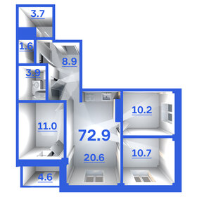 64 м², 3-комнатная квартира 5 450 000 ₽ - изображение 74