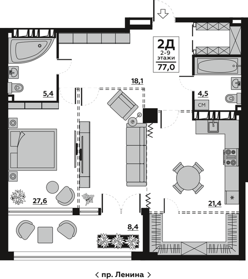 81,6 м², 2-комнатная квартира 10 400 000 ₽ - изображение 1
