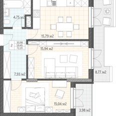 Квартира 72,5 м², 2-комнатные - изображение 2