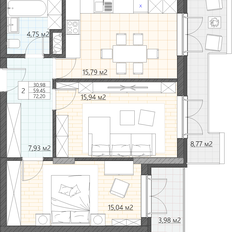 Квартира 72,2 м², 2-комнатные - изображение 2