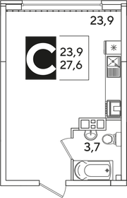 27,3 м², квартира-студия 4 594 590 ₽ - изображение 20