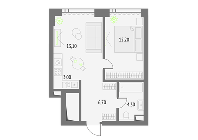 Квартира 39,3 м², 1-комнатная - изображение 1