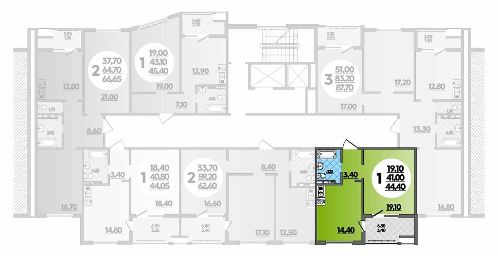 44,4 м², 1-комнатная квартира 8 547 000 ₽ - изображение 1
