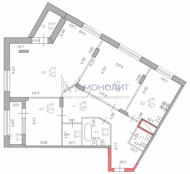 114,9 м², 3-комнатная квартира 28 800 000 ₽ - изображение 1