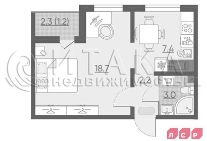 Квартира 32,5 м², 1-комнатная - изображение 1