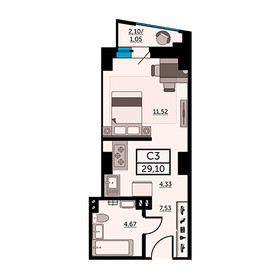 27,5 м², квартира-студия 3 900 000 ₽ - изображение 57