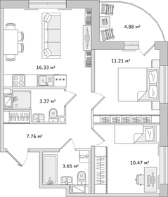 54 м², 2-комнатная квартира 11 650 000 ₽ - изображение 165