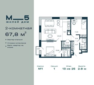 68 м², 2-комнатная квартира 17 800 000 ₽ - изображение 67