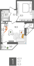 41,6 м², 1-комнатная квартира 10 196 160 ₽ - изображение 26