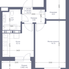 Квартира 42,1 м², 1-комнатная - изображение 2