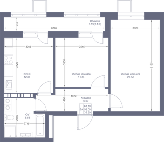 61,1 м², 2-комнатная квартира 11 609 000 ₽ - изображение 32