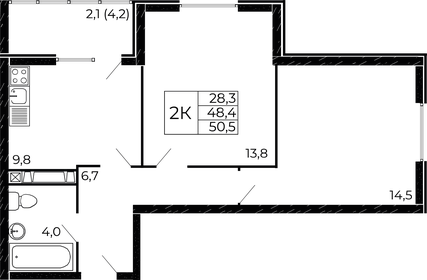 51,3 м², 2-комнатная квартира 4 500 000 ₽ - изображение 128