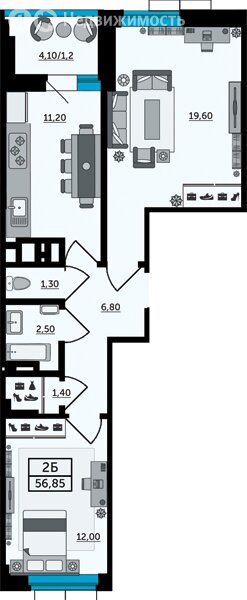 Варианты планировок ЖК «Грин Парк» - планировка 6